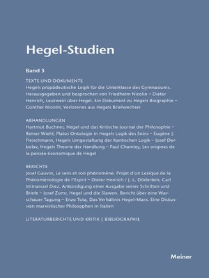 cover image of Hegel-Studien Band 3